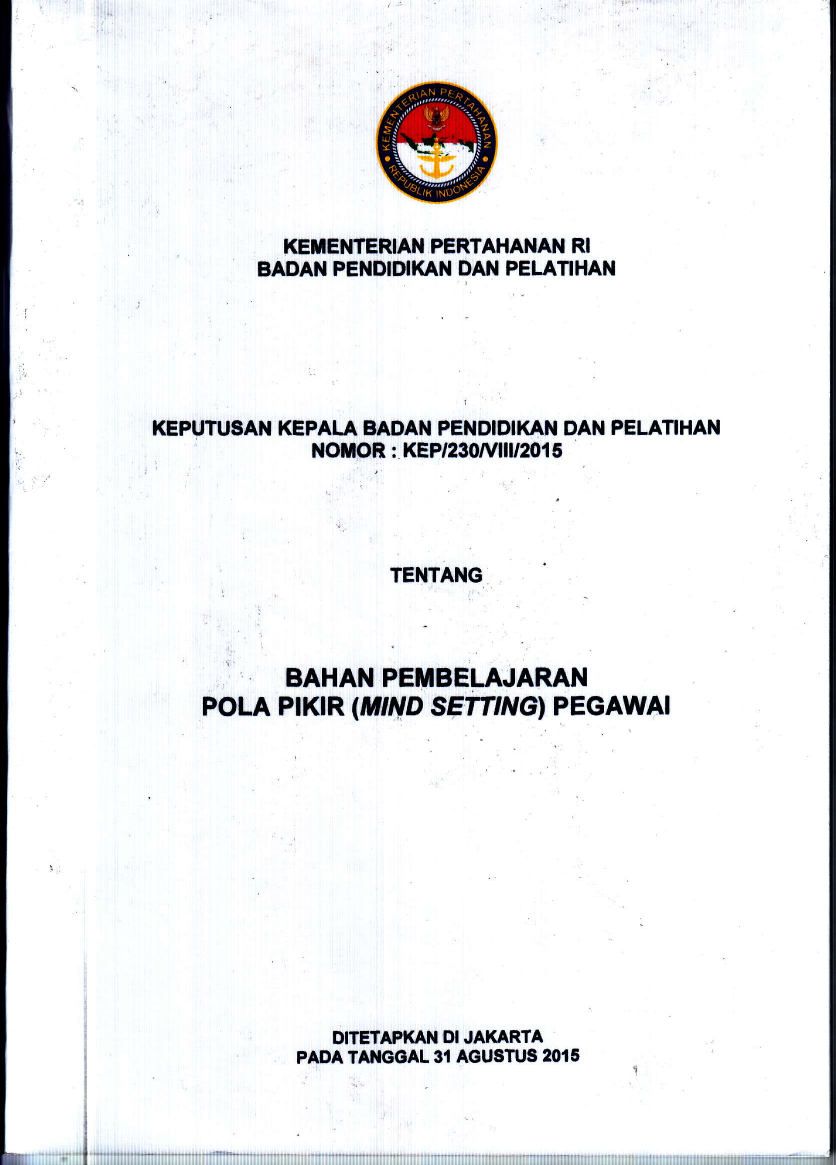 BAHAN PEMBELAJARAN POLA PIKIR (MIND SETTING) PEGAWAI